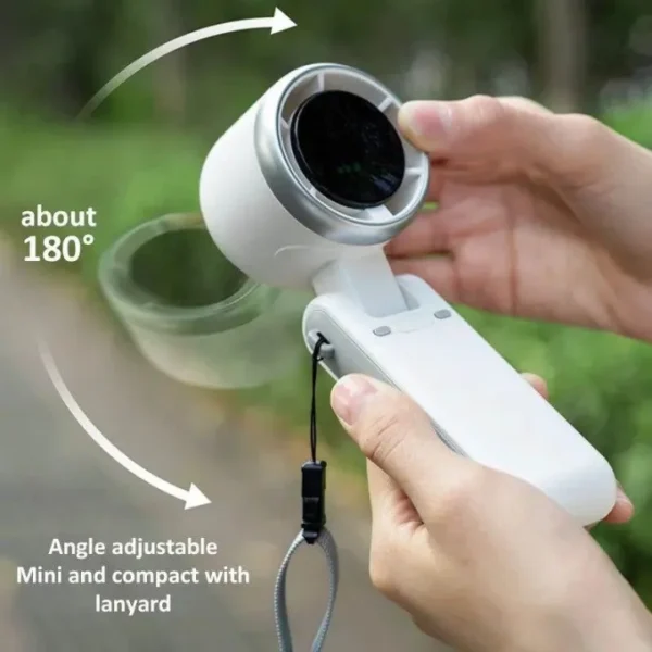 Popular Mini High-Speed Handheld Turbo Fan Smart Digital Display Wearable Personal Desk Neck Fan with Five Wind Speeds