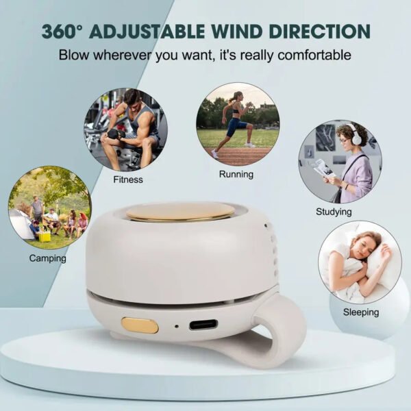 Mini Clip Fan Hanging Waist Neck Fan Girl Electric Air Cooling Fan 900mah USB Leafless Fan 3 Speeds For Outdoor Camping Fishing