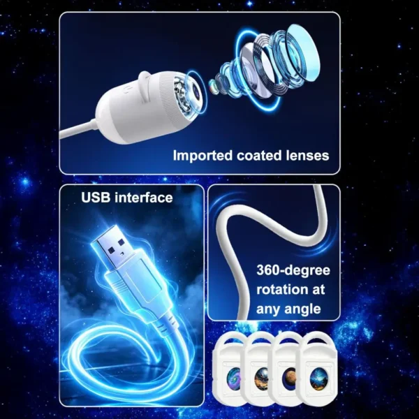 USB Starry Sky Projector Lamp with Clear Image Adjustable Brightness Touch Control 2-in-1 Night Light And Star Projector