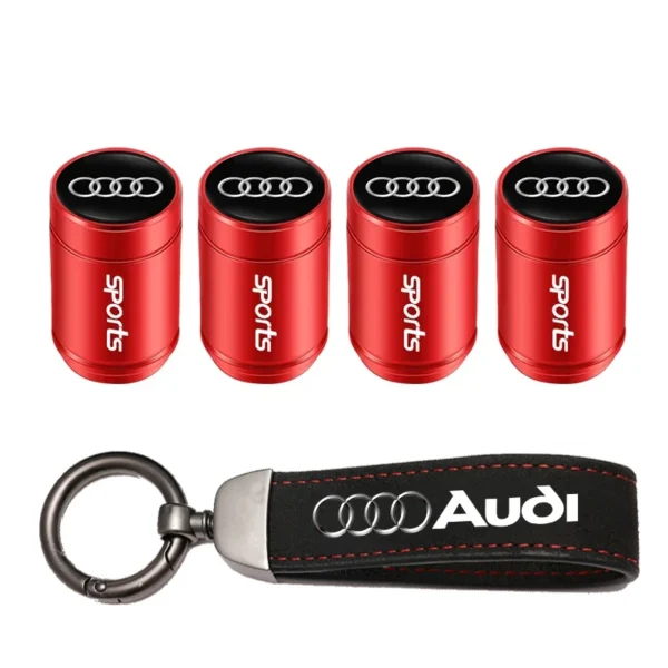 Audi Car Tire Wheel Valve Caps Cover/Car Key Chain Ring Keychain For Audi Sline A1 A2 A3 A4 A5 A6 A7 A8 Q1 Q2 Q3 Q4 Q5 Q6 Q7 Q8