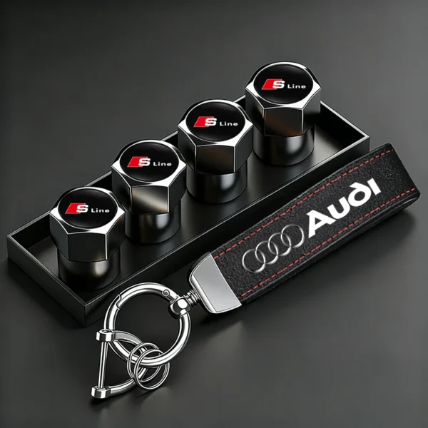 Audi Car Tire Wheel Valve Caps Cover/Car Key Chain Ring Keychain For Audi Sline A1 A2 A3 A4 A5 A6 A7 A8 Q1 Q2 Q3 Q4 Q5 Q6 Q7 Q8