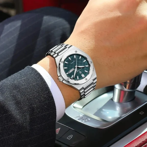 POEDAGAR Original Men Clock Quartz Date Week Luxury Man Wristwatch Waterproof Luminous Stainless Steel Sport Men's Watches Reloj