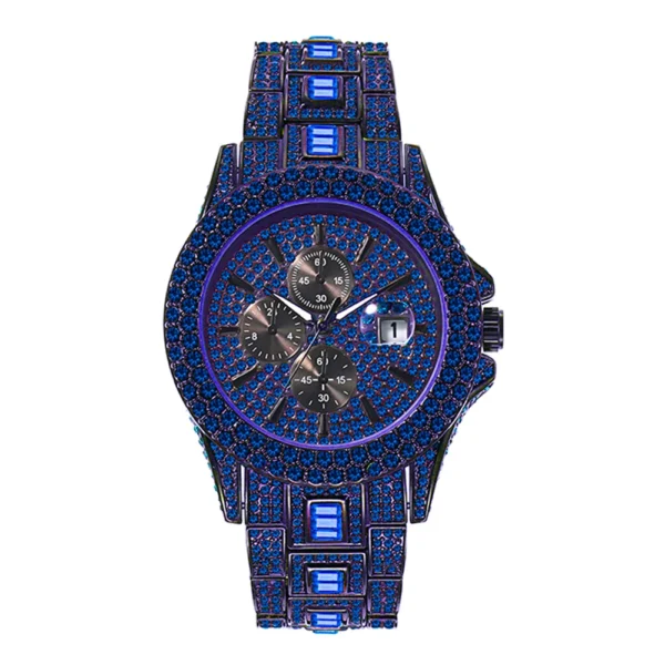 2026 New MISSFOX Luxury Men's Green Watches Automatic Date Fashion Waterproof Quartz Wrist Watches Man HipHop Iced Diamond Reloj