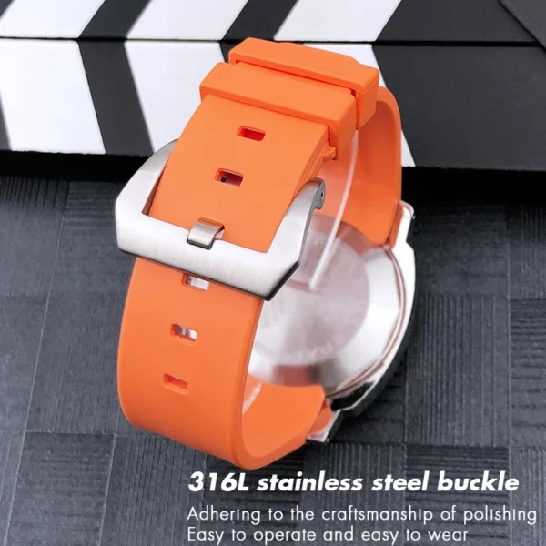 Curved End Rubber Silicone 24mm Watch Band for PANERAI PAM Black Folding Buckle Green Orange Diving Strap Bracelets Free Tools