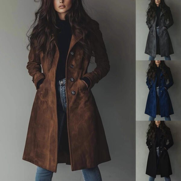 Women's Long Trench Coat Casual Loose Fit Fall Winter Outerwear Jacket For Daily Wear Clothing
