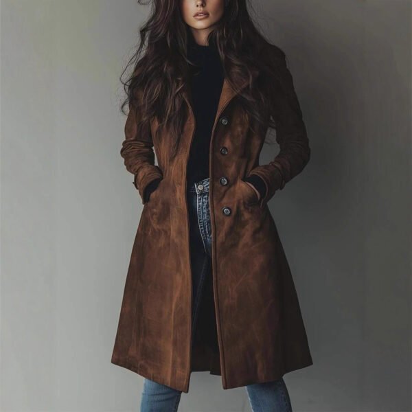 Women's Long Trench Coat Casual Loose Fit Fall Winter Outerwear Jacket For Daily Wear Clothing