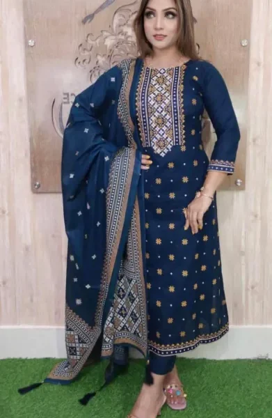 Cotton Unstitched Screen Print Three Pics for Woman - 3 Piece Dress - Suitable for All Seasons - Perfect Casual Wear