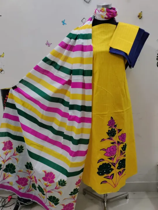 Cotton Unstitched Screen Print Three Pics for Woman - 3 Piece Dress - Suitable for All Seasons - Perfect Casual Wear