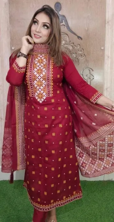 Cotton Unstitched Screen Print Three Pics for Woman - 3 Piece Dress - Suitable for All Seasons - Perfect Casual Wear